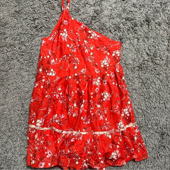 Free People red cherry blossom, one shoulder mini dress - Picture 2 of 2